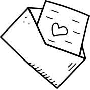 Kritzelbild Briefumschlag mit Herz