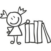 Kritzelbild Mädchen mit Zöpfen und Büchern