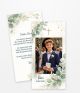 Dankeskarte Konfirmation mit Foto personalisierbar, Eukalyptus Aquarell Design mit goldenen Akzenten und Kreuz, elegante Danksagungskarte Konfirmation