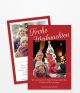Weihnachtskarte in Rot mit Schleife und zwei Fotos