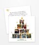 Weihnachtskarte mit 10 Fotos, die in der Form eines Weihnachtsbaumes angeordnet sind.