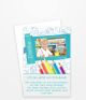 Bunte Dankeskarte zur Einschulung mit Foto, farbigen Buntstiften und persönlichem Grußtext. Fröhliches Design für Schulanfänger, ideal zum Bedanken nach dem Schulstart.