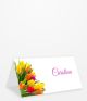 Tischkarte Geburtstag bunte Tulpen