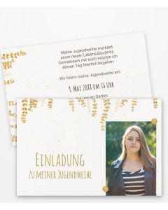 Elegante Jugendweihe Einladung mit goldenen Designelementen