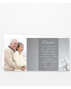 Dankeskarte Silberhochzeit in Silbergrau mit Ornament