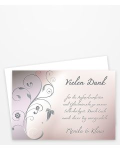 Dankeskarte Silberhochzeit in Rosé mit silbernem Ornament