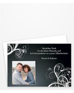 Danksagung zur Silberhochzeit dunkelgrau mit weißen Ornamenten