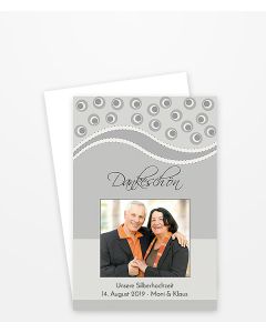 Dankeskarte Silberhochzeit modern grau