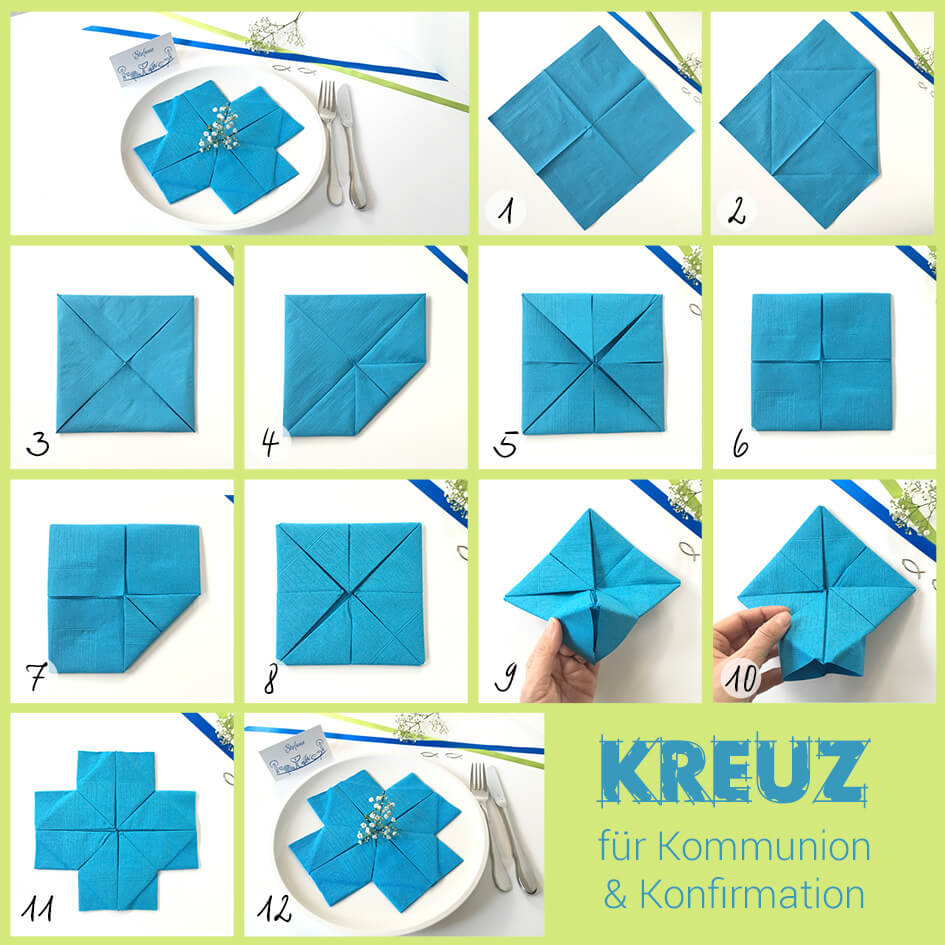 Fabelhafte Servietten Falten Kommunion Bilder