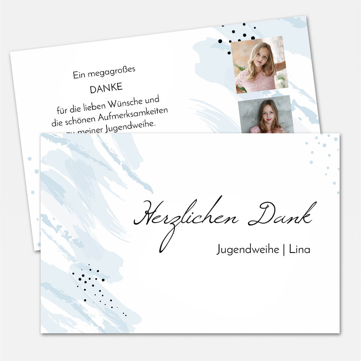 Dankeskarte zur Jugendweihe mit Aquarellhintergrund