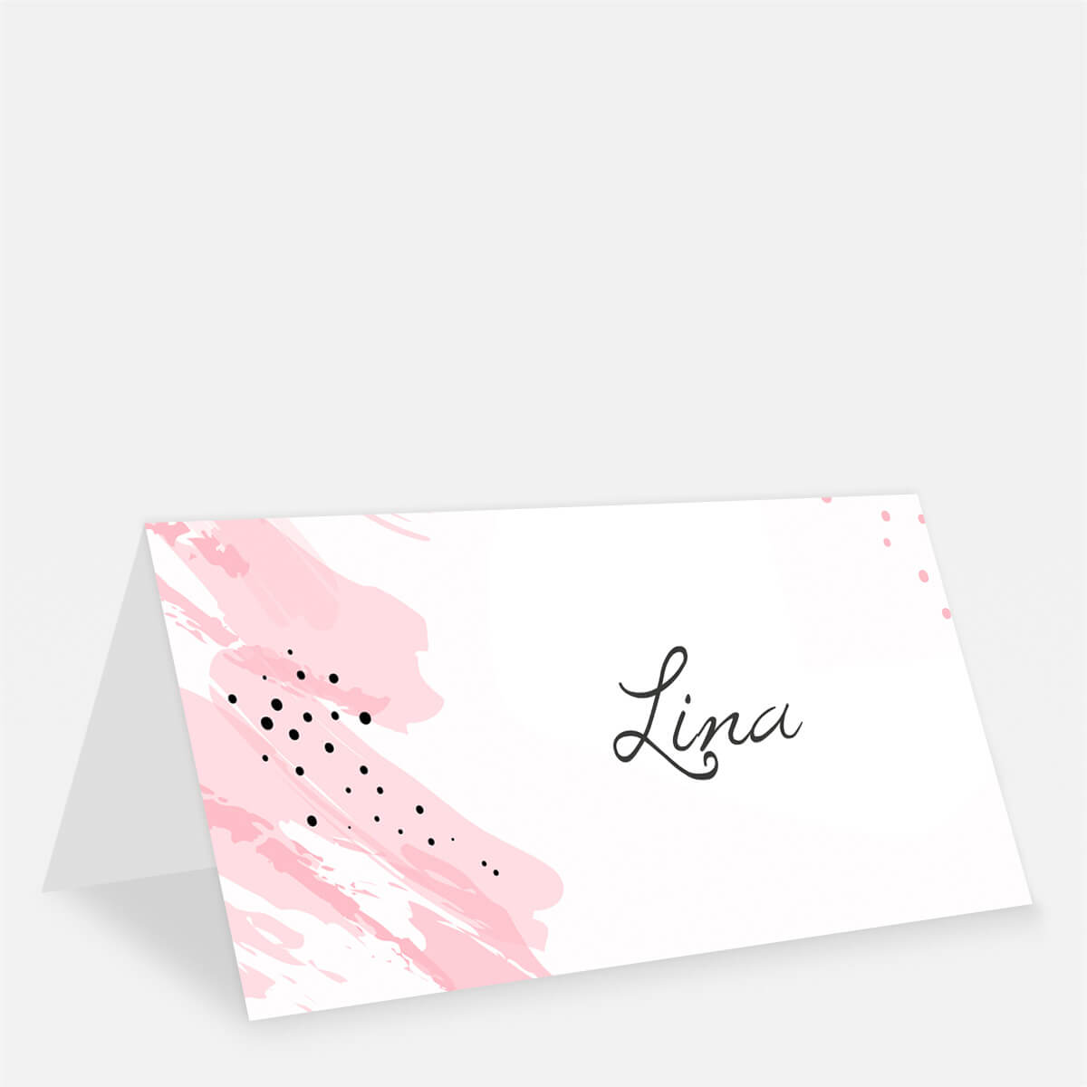 Tischkarte mit rosa Aquarellstreifen