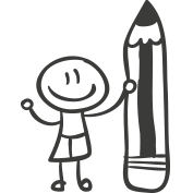 Kritzelbild Junge mit Bleistift