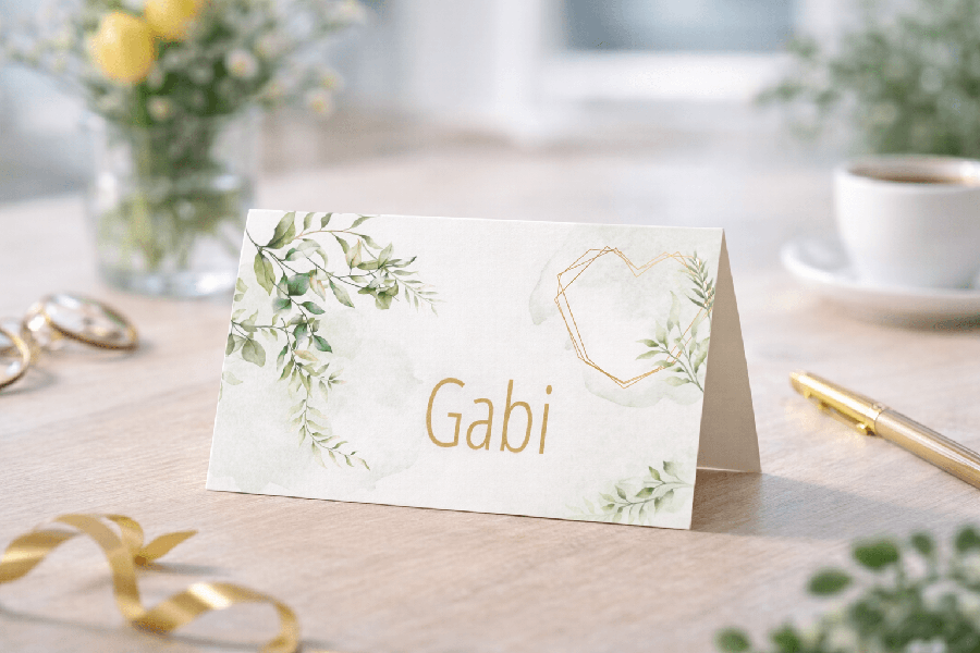 Tischkarten Goldene Hochzeit Goldherz Grennery