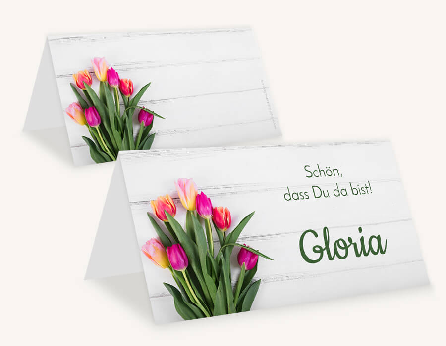 Tischkarten zum Geburtstag mit Tulpen