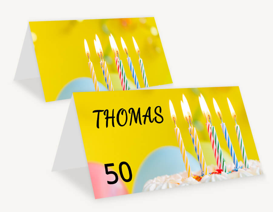 personalisierte Tischkarten für runde Geburtstage