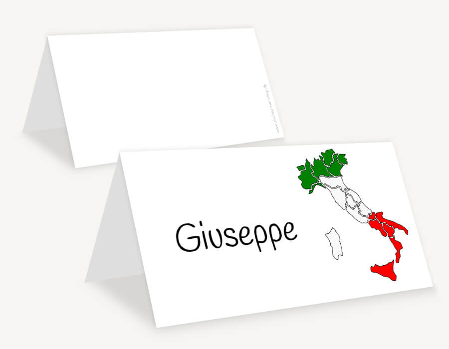 Personalisierte Tischkarten für Italien-Fans