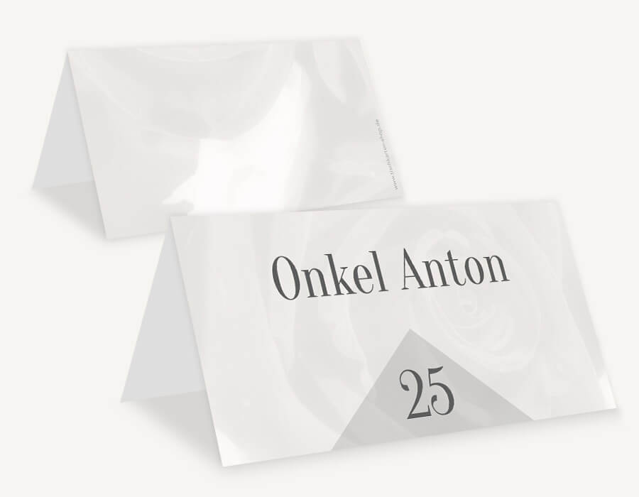 Individuelle Tischkarten Silberhochzeit mit 25 in Silbergrau