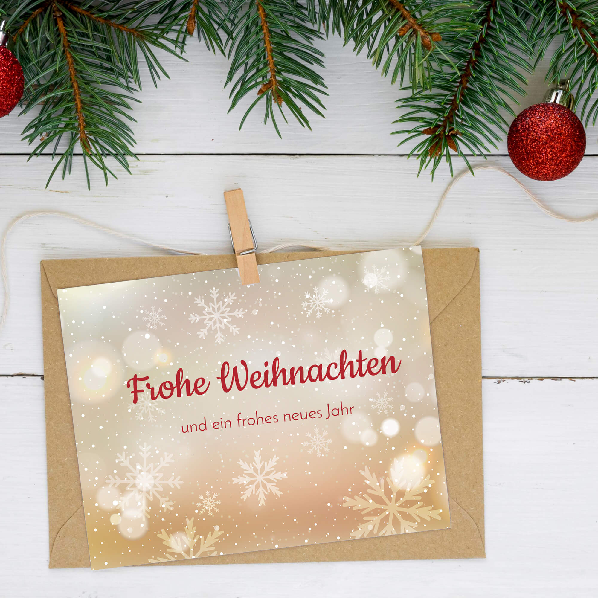 Weihnachtskarte mit goldenen Sternen und Lichtpunkten
