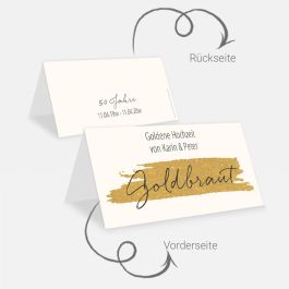 Tischkarte zur Goldenen Hochzeit Goldstreifen