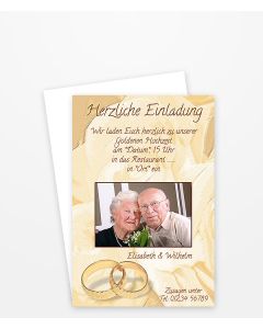 Einladung zur Goldenen Hochzeit mit goldenen Ringen Eheringen