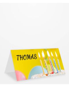 Tischkarte mit Geburtstagskerzen, auch für runde Geburtstage mit Geburtstagszahl