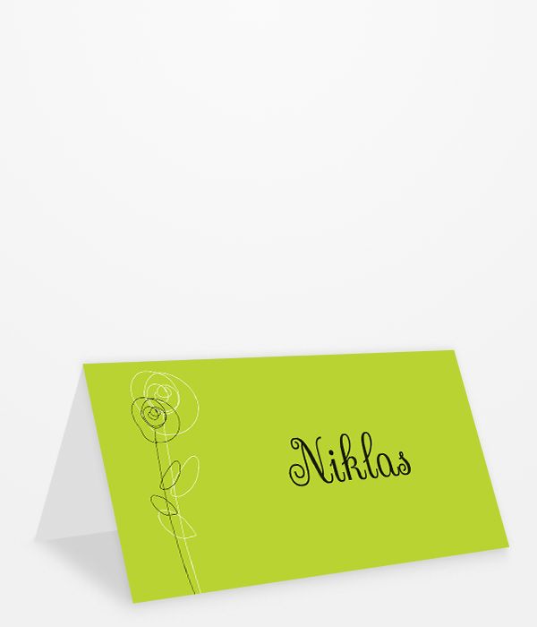 Tischkarte Geburtstag grün mit stilisierter Pusteblume