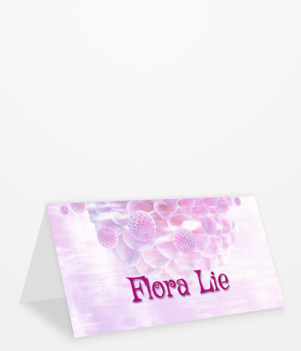 Tischkarte Geburtstag in fliederfarbig mit großer Blüte