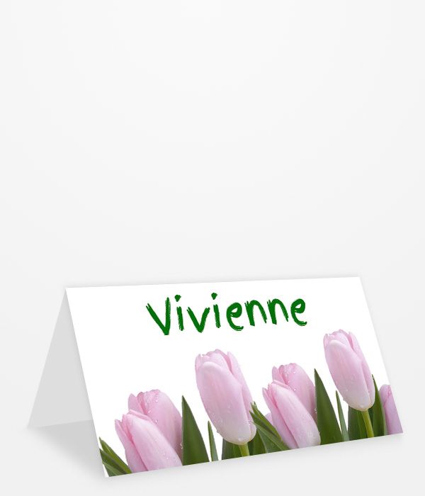 Tischkarte Geburtstag mit rosa Tulpen
