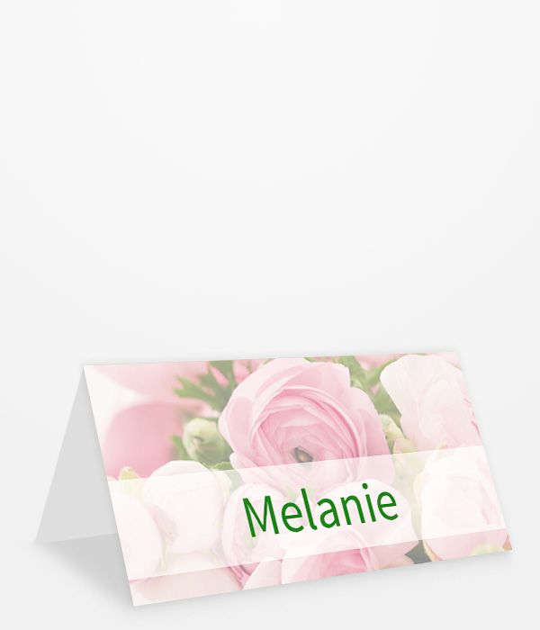 Tischkarte Geburtstag mit rosa Ranunkel