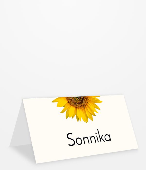 cremefarbene Tischkarte Geburtstag mit Sonnenblume