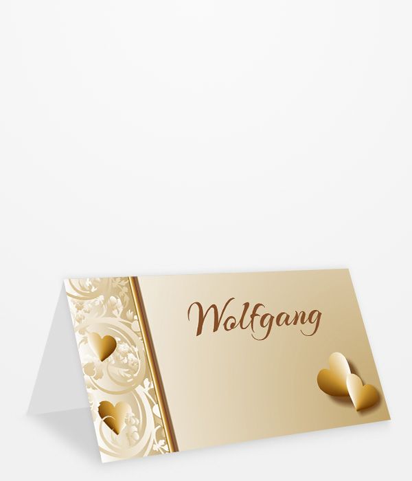 Tischkarte Goldene Hochzeit mit goldenen Herzen Kategoriebild