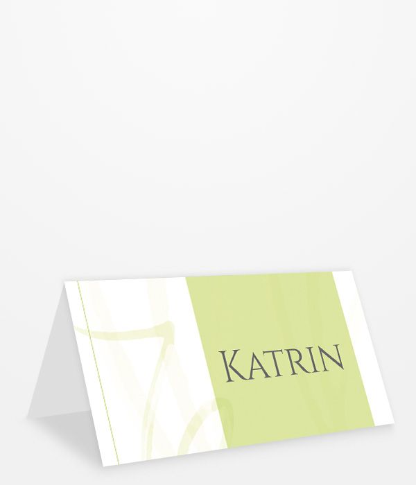 Tischkarte Hochzeit hellgrün mit abstraktem Muster