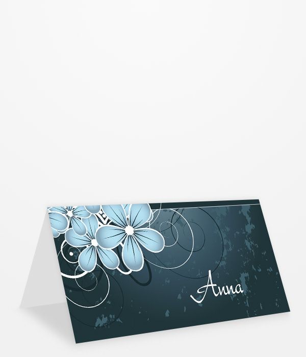 Tischkarte Jugendweihe mit blauen Blumen
