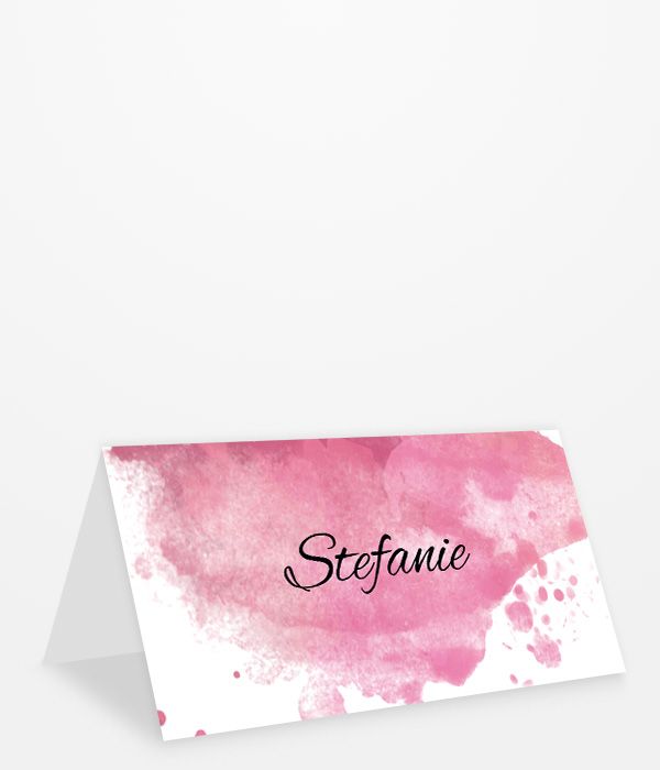 Tischkarte mit rosa Aquarell