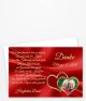 Goldene Hochzeit Dankeskarte in Rot mit zwei Herzen Foto und eigenem Text. 