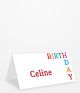 Tischkarte Geburtstag mit buntem Happy Birthday Schriftzug