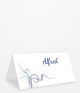 Tischkarte Geburtstag mit schwungvollen blau-lila Kringeln Vorderseite