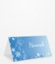 Tischkarte Weihnachtsfeier blau mit Schneesternen