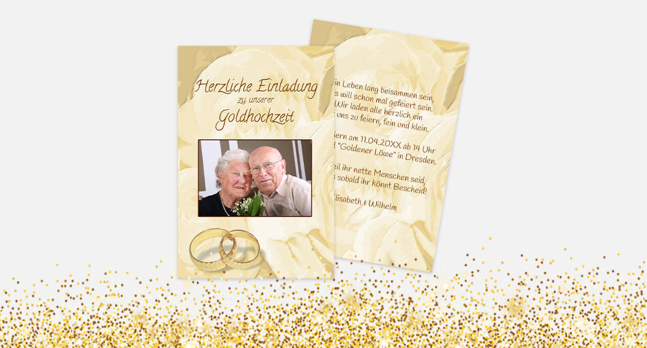 Einladungskarten zur Goldenen Hochzeit selbst gestalten