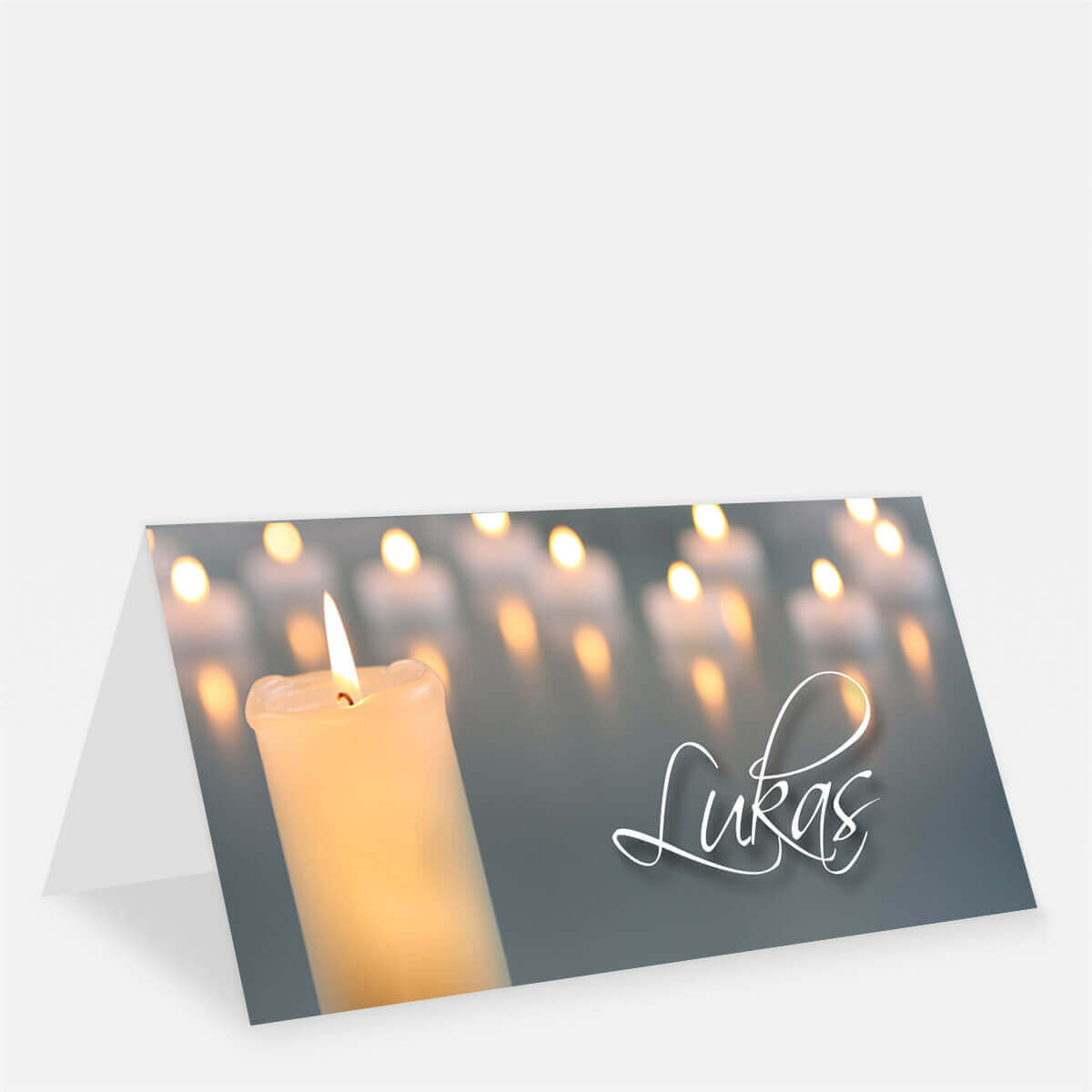 Tischkarte mit Kerze für Kommunion und Konfirmation