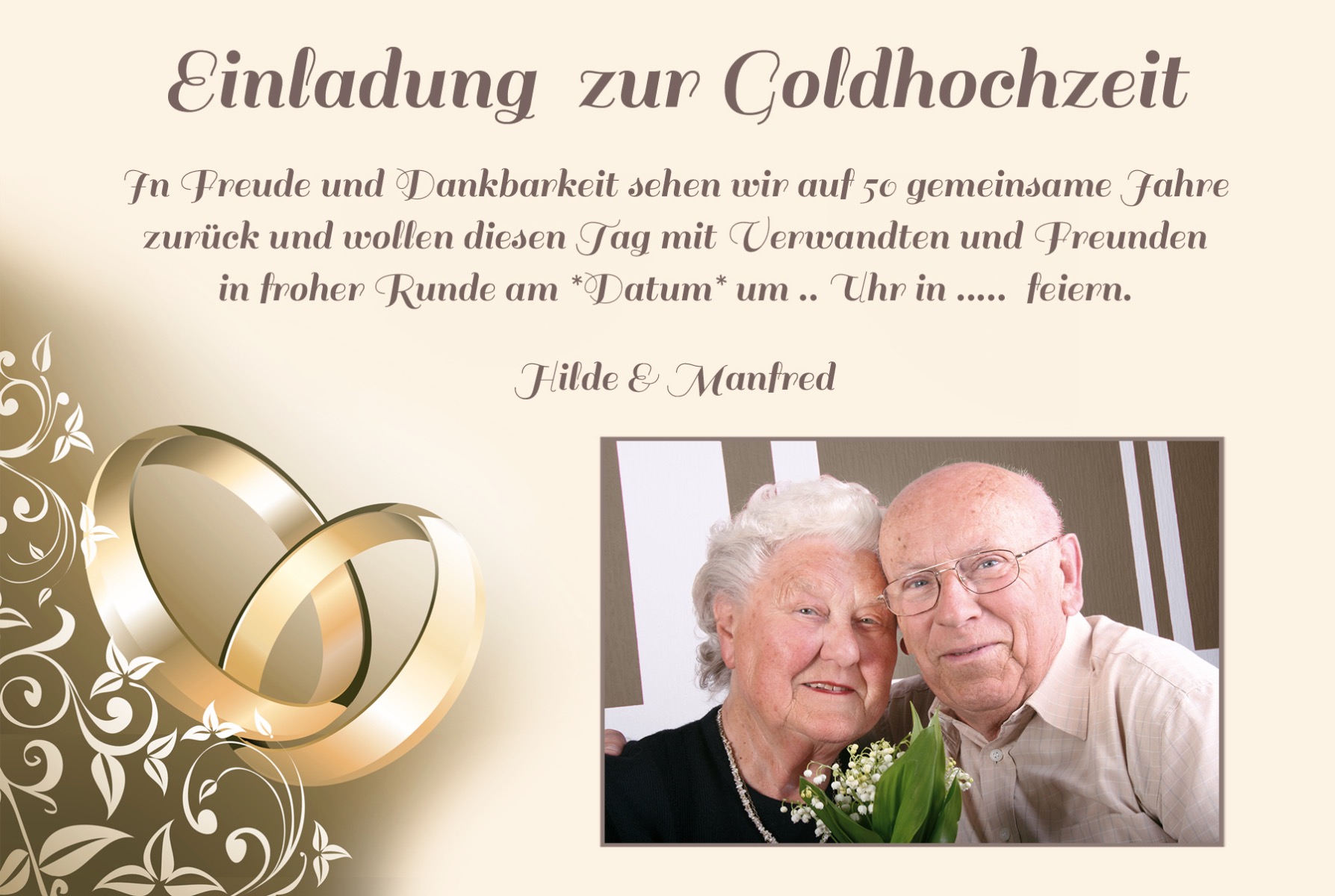 Einladungskarte zur Goldenen Hochzeit