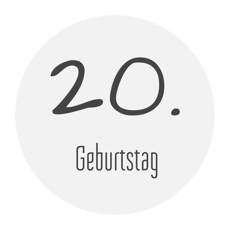 Tischkarten zum 20. Geburtstag