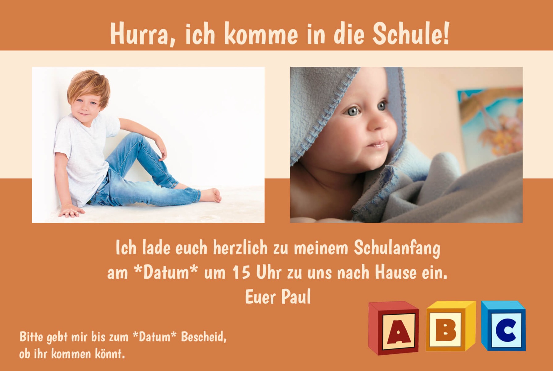 Einladung Schulanfang ABC