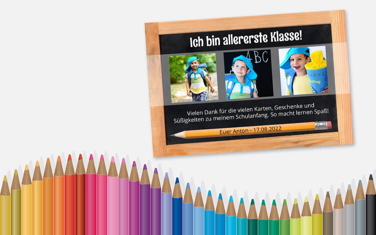 Einschulung Dankeskarten Einschulung individuell selbst gestalten